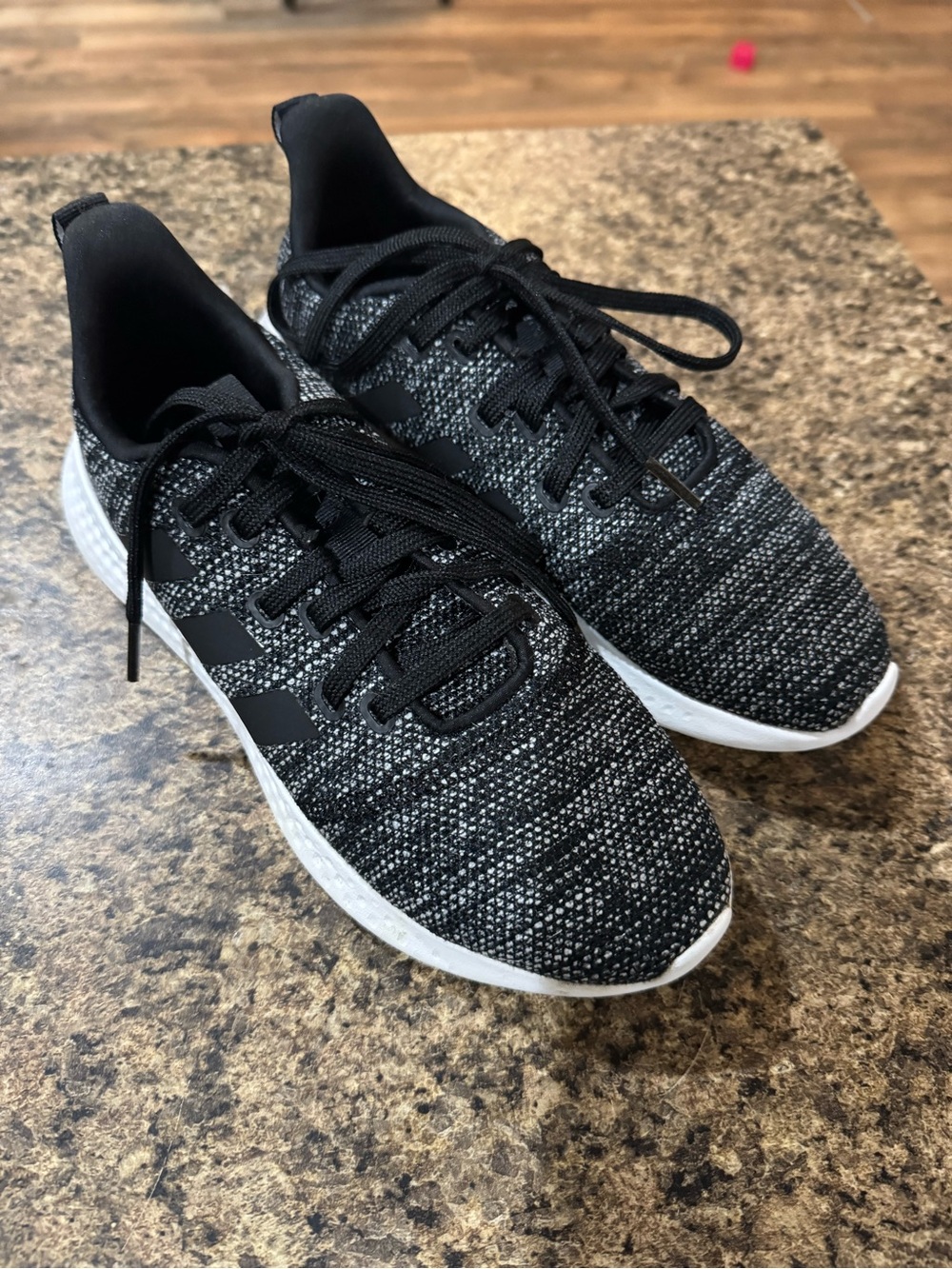 adidas Black and White Knit Running Sneakers